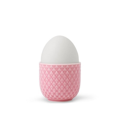 DANMARK LYNGBY Porcelain Egg Cup - Ceramic Holder for Soft Boiled Eggs - Decorative Breakfast Server - Cute & Colorful Egg Cups (Rose)