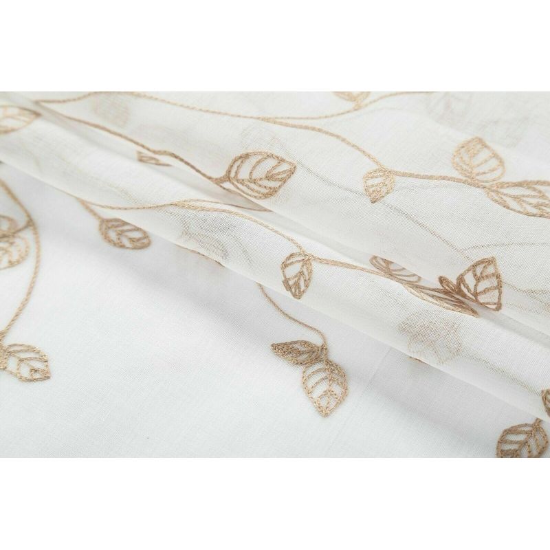 Kate Aurora 2 Pack Floral Leaf Embroidered Grommet Sheer Curtains, 2 of 5