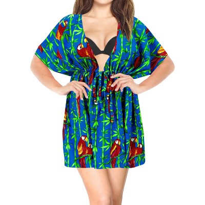 LA LEELA Women's Summer Loose mini Beachwear Bathing Suit Short Flowy Swimsuit Cover ups Tops