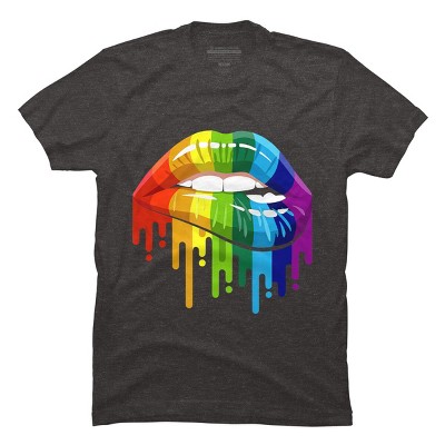 Adult Design By Humans Rainbow Pride Lip Melt By COVI T-Shirt