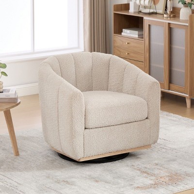 Modern Chenille Accent Club Armchair, 360° Swivel Accent Chair, Comfortable Lounge Chair for Bedroom, Living Room, Office – The Pop Home