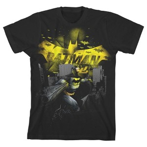 Justice League Batman in Gotham City Black T-shirt Toddler Boy to Youth Boy - 1 of 3