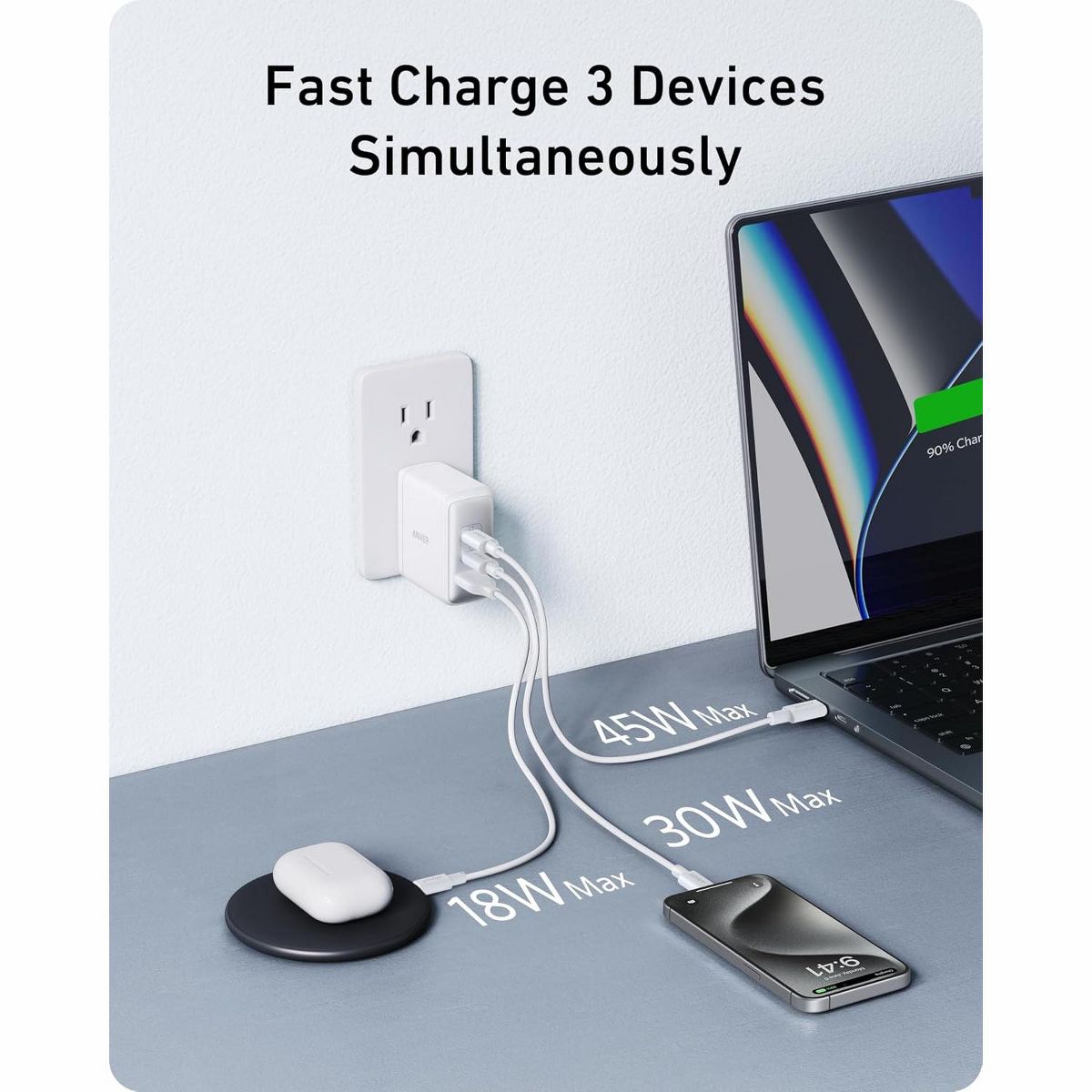 Anker Nano 100W MacBook Charger, 3-Port GaN USB, 1 Pack & 1 Cable, for MacBook Pro/Air, Pixelbook, ThinkPad, Dell XPS, iPad Pro, iPhone 17, Galaxy S23 - thumbnail 7