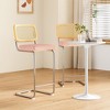 AZL1 Life Concept Dining Sets Set of 2 Upholstered Velvet Barstools with Rattan Back Stools Armless Bar for Kitchen Island, Pink, 18.9"*17.7"*42.5" - 2 of 4