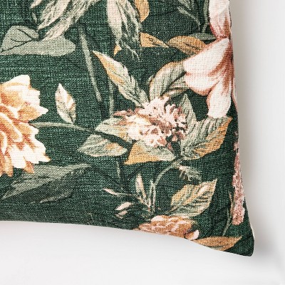 Oversize Printed Floral Square Throw Pillow Moss/Clay Pink/Cream - Threshold&#8482; designed with Studio McGee_1