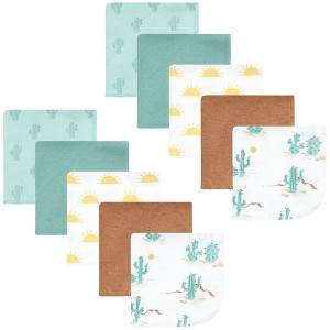 Hudson Baby Flannel Cotton Washcloths, Desert Cactus 10 Pack, One Size - 1 of 4