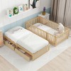NicBex Daybed, Wooden Day Bed with Fence Guardrails and 2 Drawers, Sofa Bed Frame with Floor Bed - 4 of 4