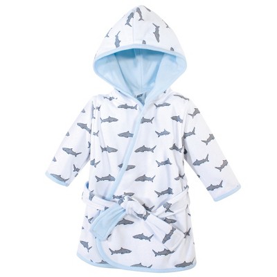 Hudson Baby Infant Boy Cotton Rich Bathrobe, Shark, 0-9 Months