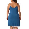Women's Plus Size Lace Strap Chemise V Neck Midi Babydoll Nightgowns - Agnes Orinda - 4 of 4
