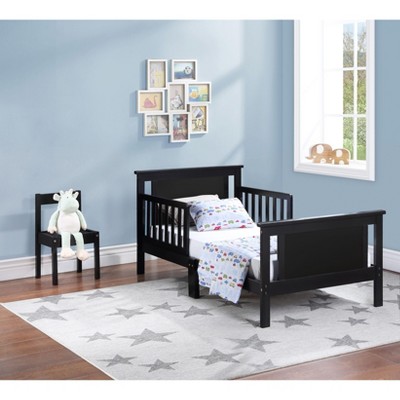 PAGED Toddler Bed Wooden Baby Bed Frame with Reversible Panel and 4 Side Guardrails for Bedroom