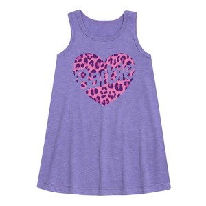 Girls' - Barbie - Leopard Heart Graphic Sleeveless Aline Dress - 1 of 2