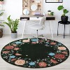 4'x4' Vintage Floral Runner Rug Washable Low Pile, Non-Slip Distressed Carpet for Entryway Living Room Bedroom, Faux Wool Soft Area Rug,Black - 3 of 4