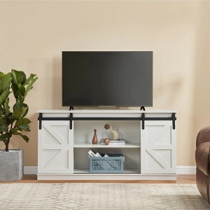 Wooakway 58"L 30"H 16"D Modern & Farmhouse Single Tier TV Stand Storage Cabinet with Sliding Barn door for TVs Up to 65" Living Rooms Apartment - 1 of 4