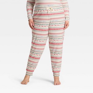 Women's "Let it Snow" Fair Isle Cozy Knit Holiday Matching Family Pajama Pants - Wondershop™ Cream - 1 of 4