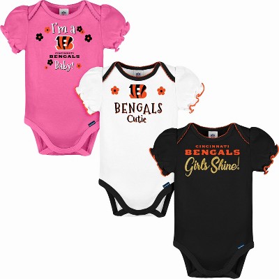 NFL Cincinnati Bengals Infant Boys' AOP 3pk Bodysuit - 0-3M