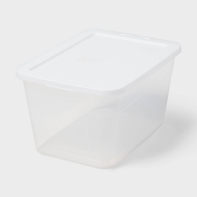 56qt Clear Storage Box with Lid White - Brightroom™