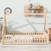 CAVINAS Twin/Full Size Tent-Shaped Floor Beds with Slat&Guardrail,Wooden Canopy Toddler Bed Frames,Floor Bed Frame for Kids,Girls&Boys - 2 of 4