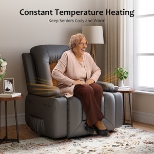 Oversized Wide Power Lift Recliner Chair - Heat and Massage, Faux PU Leather, Adjustable Back and Legs for People with Mobility impaired - 1 of 4