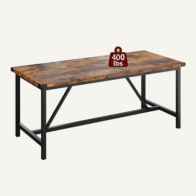 Homhougo Dining Table for 8 People, 71-inch Rectangular Wood Kitchen Table with Strong Metal Frame, Industrial Large Long Dining Room Table
