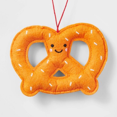 Stuffed Felt Pretzel Christmas Tree Ornament Orange - Wondershop™