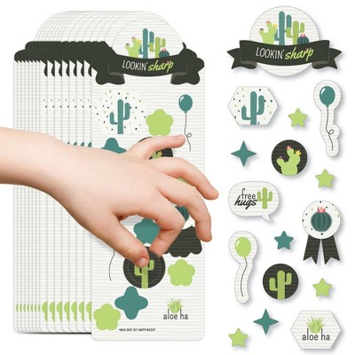 Big Dot of Happiness Prickly Cactus Party - Fiesta Birthday Party Favor Kids Stickers - 16 Sheets - 256 Stickers