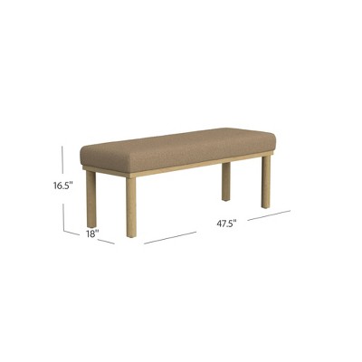 Oslo Natural Wood and Brown Boucle Upholstered Bench