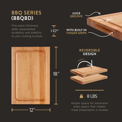Maple Wood 18" x 12" Reversible Cutting Board with Juice Groove