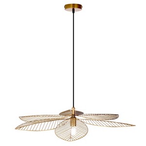 River of Goods Nellie 35" Antique Brass Cut-Out Leaf Shaped Pendant Light: UL Listed, Metal Dome - 1 of 4