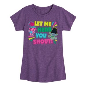Girls' - Trolls - Let Me Hear You Shout Poppy and Branch Fitted Short Sleeve Graphic T-Shirt - 1 of 4