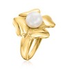 Ross-Simons 8-8.5mm Cultured Pearl Clover Ring in 18kt Gold Over Sterling - 3 of 4