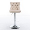 VYNXARIA Swivel Velvet Barstools Adjusatble Seat Height from 25-33 Inch, Modern Upholstered Chrome base Bar Stools£¬Beige£¬set of 2 - 3 of 4
