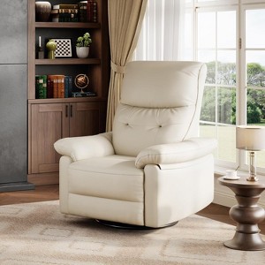 homfan Recliner Chair, PU Leather Swivel Rocker Recliner Upholstered Nursery Glider Reclining Sofa - 1 of 4