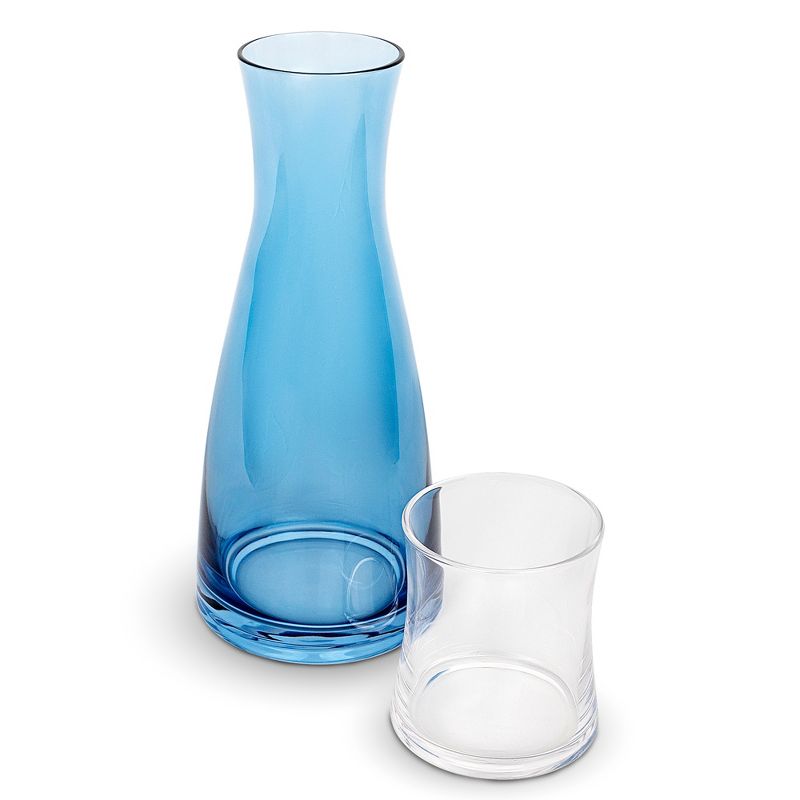 American Atelier Bedside Water Carafe with Clear Tumbler, 33-Ounce Pitcher and Matching Drinking Glass, Blue, 2 of 9