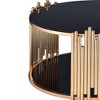 37" Tanquin Coffee Table Black Glass and Gold Finish - Acme Furniture: Metal Pedestal Base, Shelving, No Assembly Required - 2 of 4