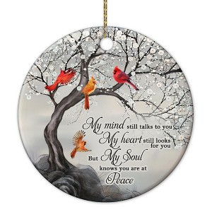 My Mind Still Talks to You Cardinal Circle Ceramic Ornament - Memorial Christmas Ornament Gifts for Loss of Loved One in Heaven - 1 of 4