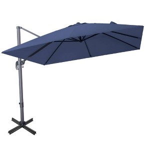 10' x 10' Square Patio Aluminum Cantilever Umbrella Outdoor Hanging Offset Umbrella with Crank Navy - Crestlive Products: Weatherproof - 1 of 4