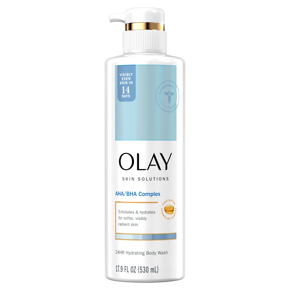 Photos - Shower Gel Olay Skin Solutions Body Wash with AHA/BHA Complex - 17.9 fl oz 