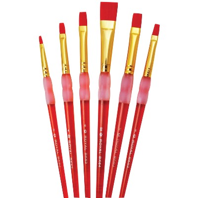 Royal Brush Big Kids Choice Deluxe Shader Synthetic Paint Brush Set, Assorted Size, Orange, set of 6
