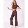 INSPIRE CHIC Women's Ribbed Knit Short Sleeve Crop Top with Pants Outfits Lounge Sets - 2 of 4