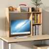 Tangkula Desktop Bookshelf 3-Tier Multipurpose Countertop Hutch Bookshelf for 27 Inch Monitor w/ 3 Upper Shelves & 2 Side Compartments White/Natural - 2 of 4