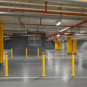 2 Packs Safety Bollard Post, Steel Bollards Parking Barrier Yellow Powder Coated - 1 of 4