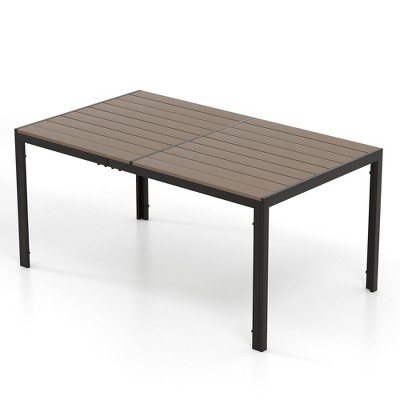 Tangkula 59" x 35" Large Rectangle Outside Table w/ Metal Legs Accommodate up to 6