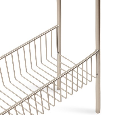 Trubey Gold Metal and Glass Side Table with Storage Rack