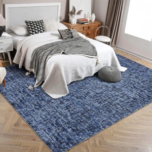 GustoWave Modern Machine Washable Area Rug, Floor Carpet for Living Room, Blue - 1 of 4
