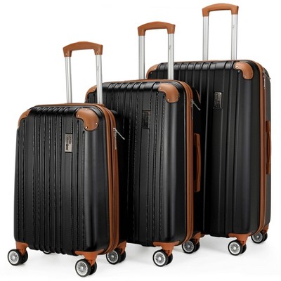Miami CarryOn Collins Expandable Hardside Checked 3pc Luggage Set - Black