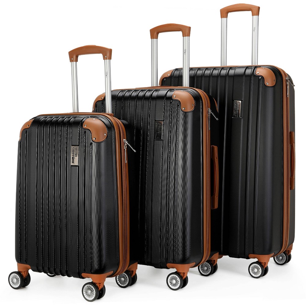 Photos - Luggage Miami CarryOn Collins Expandable Hardside Checked 3pc  Set - Black