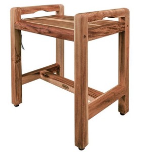 EcoDecors® Eleganto® 20" Teak Wood Shower Bench with LiftAide® Arms in EarthyTeak Finish - 1 of 4