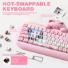 MaseiKar C68 Wireless Mechanical Keyboard,65% Layout,Hot Swap,BT5.0/2.4G/Wired, RGB Backlit,Cat Silicone Ergonomic Design(Pink,Cocoa Cream V2 Switch) - 4 of 4