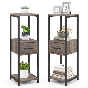 Costway 1/2 Pack 3 Tier Tall Metal Plant Stand Indoor Plant Table with Drawer Anti-tipping Devices - 1 of 4