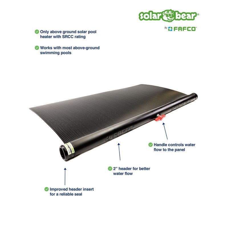 FAFCO Original Solar Bear - Solar Pool Heater for Above-Ground Pools, Universal, with Starter Kit, 4 of 9